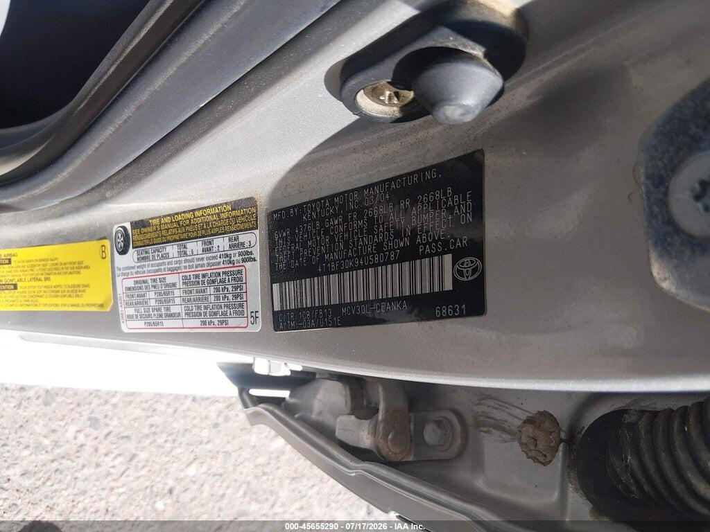 4T1BF30K94U580787 2004 TOYOTA CAMRY photo no. 9
