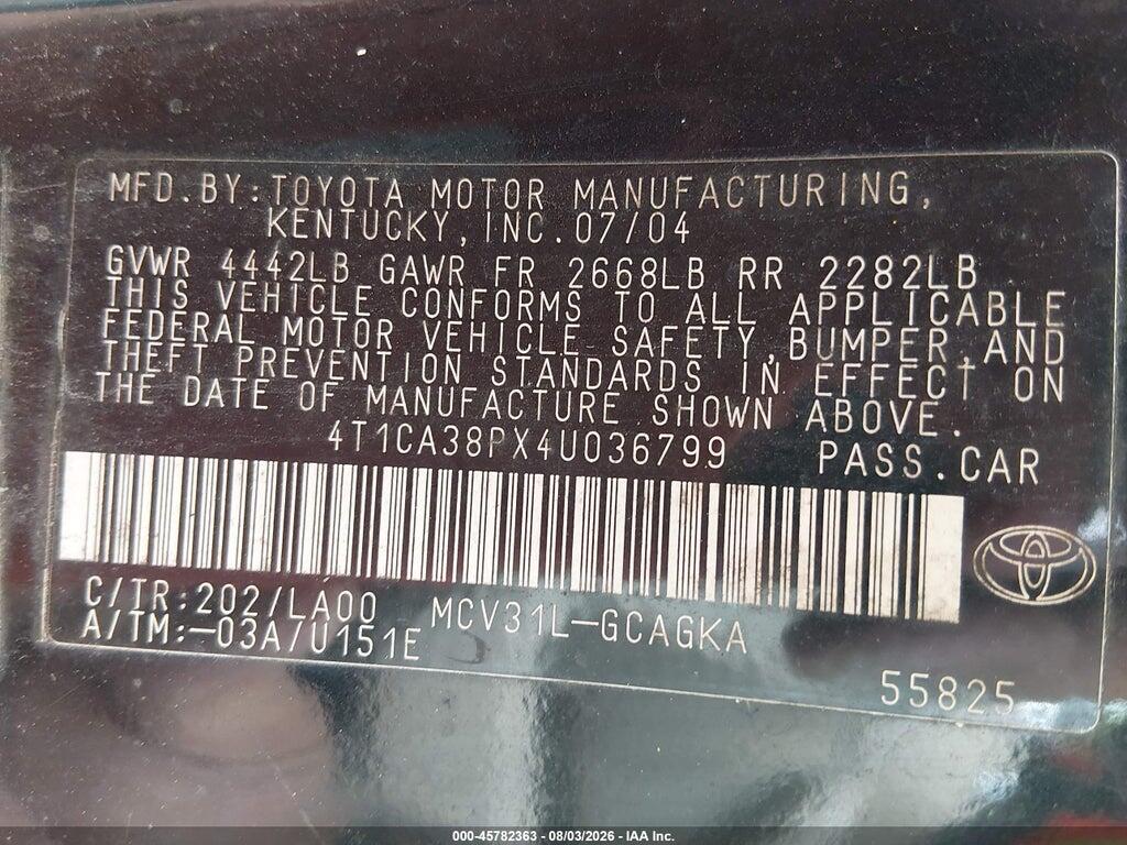 4T1CA38PX4U036799 2004 TOYOTA CAMRY SOLARA photo no. 9