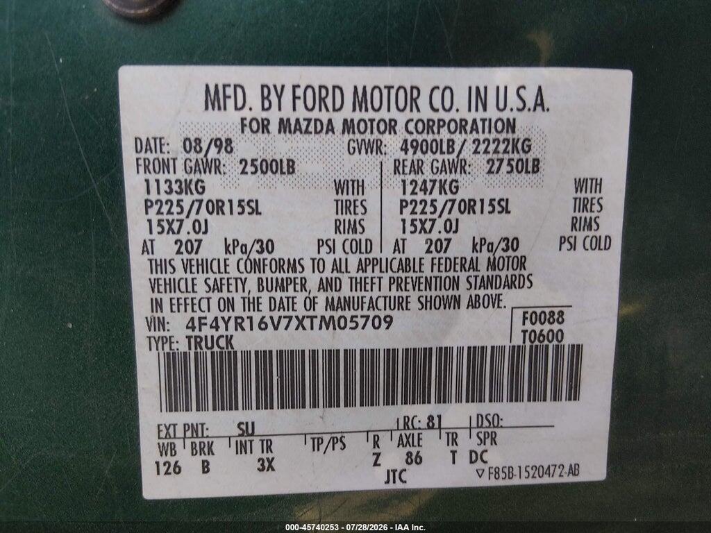 4F4YR16V7XTM05709 1999 MAZDA B3000 photo no. 9