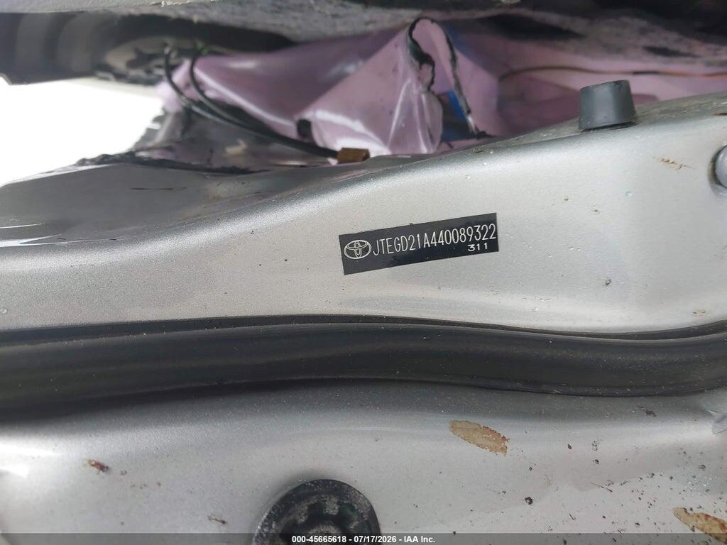 JTEGD21A440089322 2004 TOYOTA HIGHLANDER photo no. 9