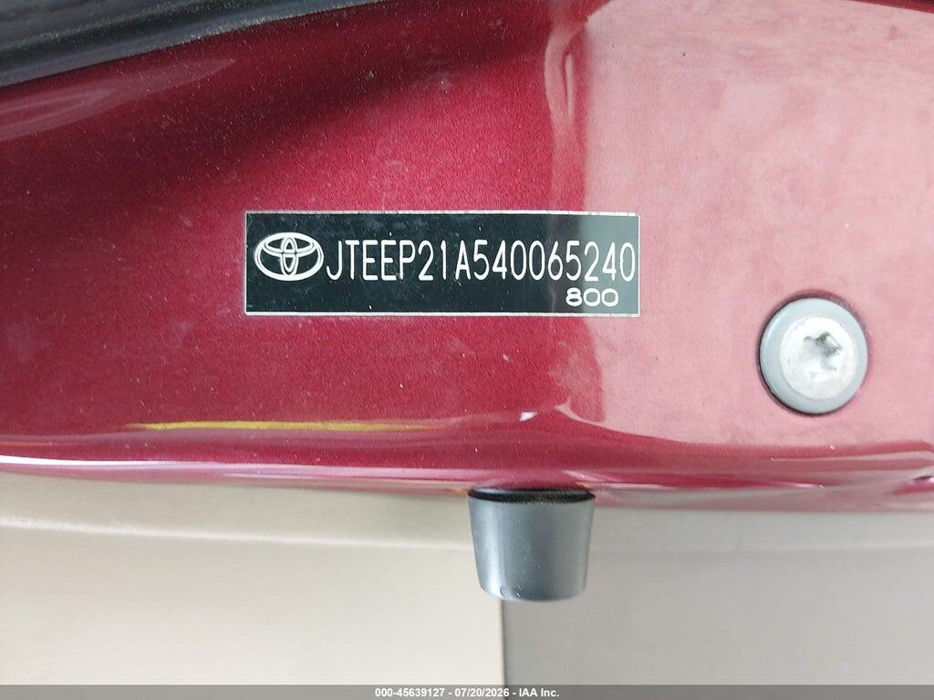 JTEEP21A540065240 2004 TOYOTA HIGHLANDER photo no. 9
