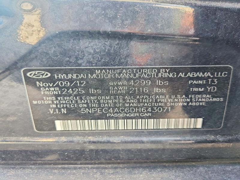 5NPEC4AC6DH643071 2013 HYUNDAI SONATA photo no. 12
