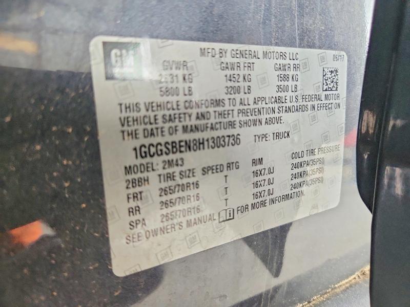 1GCGSBEN8H1303736 2017 CHEVROLET COLORADO photo no. 12