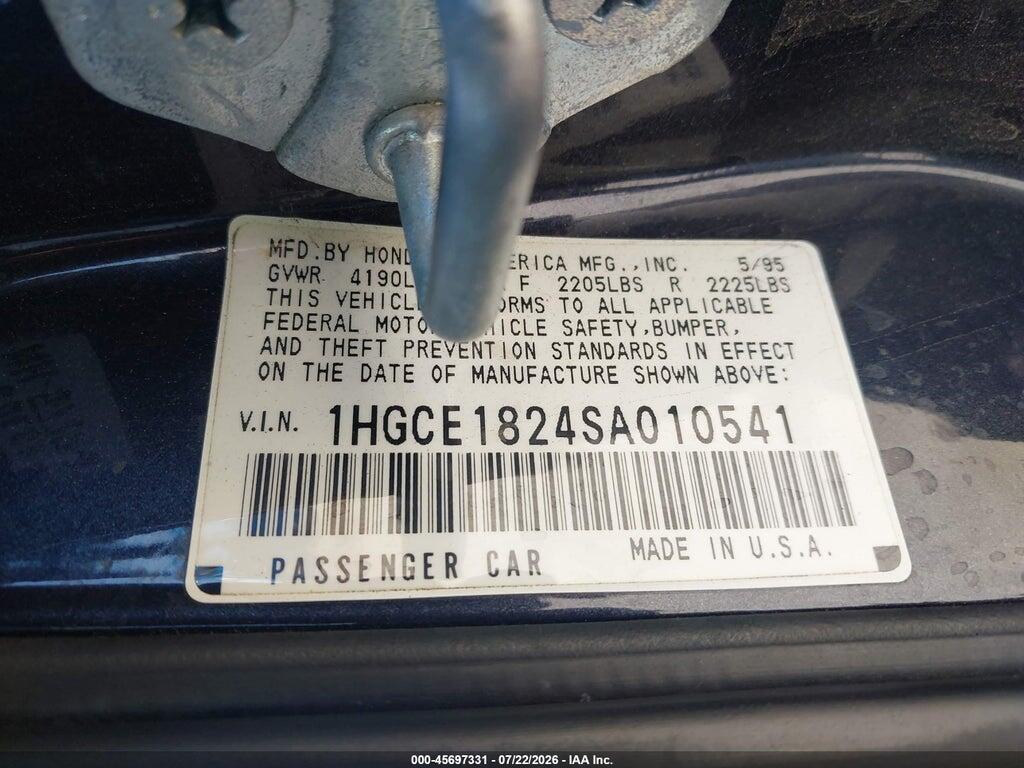 1HGCE1824SA010541 1995 HONDA ACCORD photo no. 9