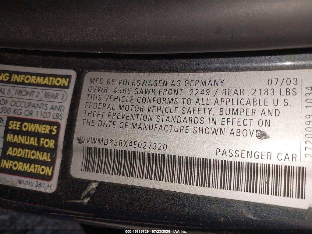 WVWMD63BX4E027320 2004 VOLKSWAGEN PASSAT photo no. 9