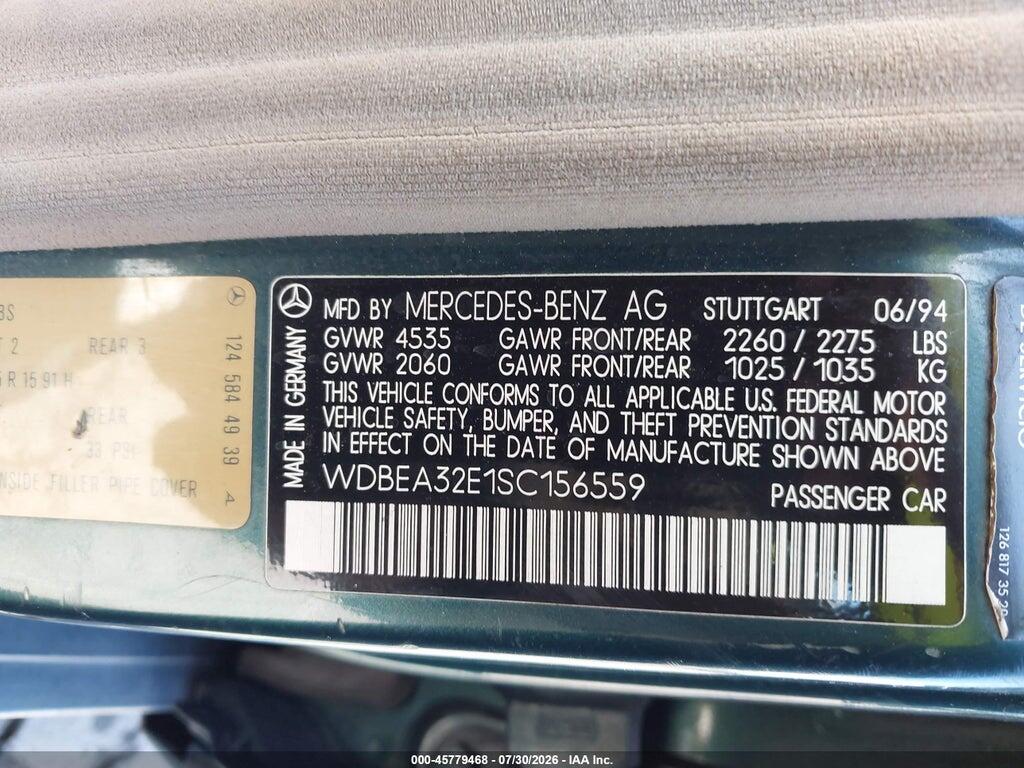 WDBEA32E1SC156559 1995 MERCEDES-BENZ E photo no. 9