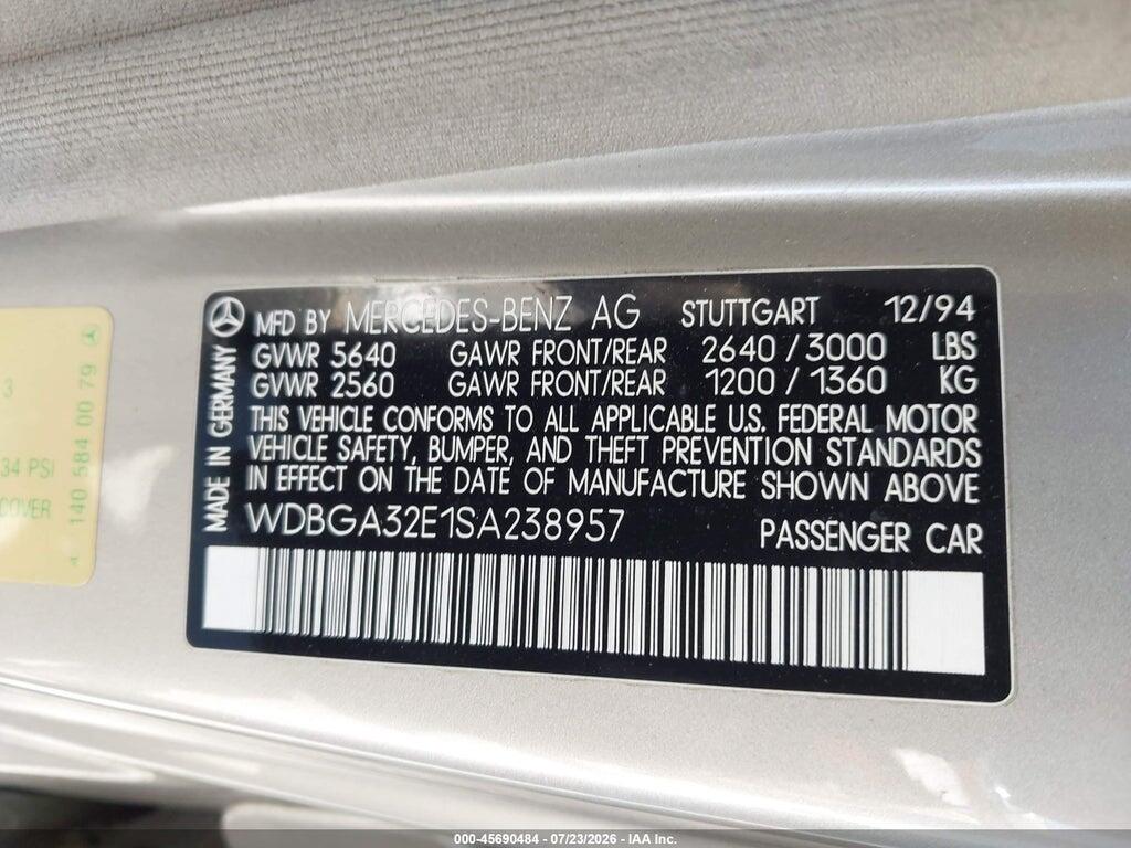 WDBGA32E1SA238957 1995 MERCEDES-BENZ S photo no. 9