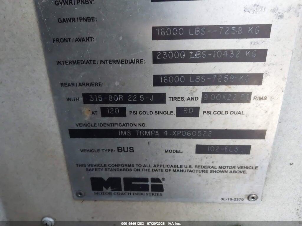 1M8TRMPA4XP060522 1999 MOTOR COACH INDUSTRIES TRANSIT BUS photo no. 9