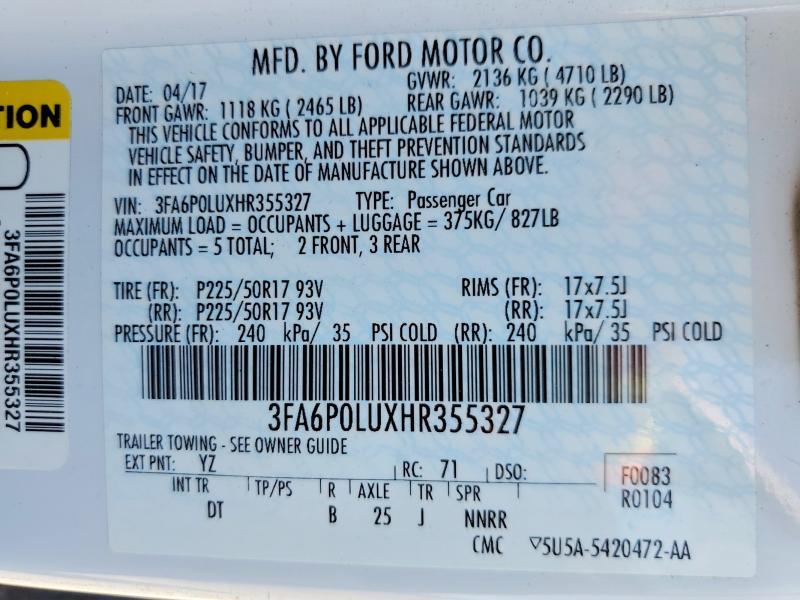 3FA6P0LUXHR355327 2017 FORD FUSION photo no. 12
