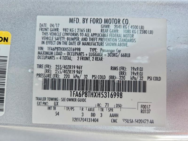 1FA6P8THXH5316998 2017 FORD MUSTANG photo no. 12