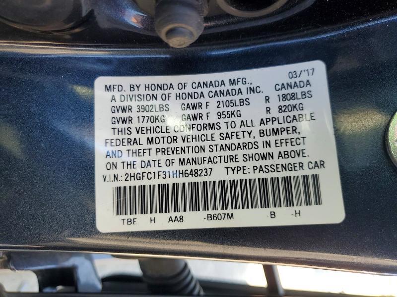 2HGFC1F31HH648237 2017 HONDA CIVIC photo no. 12