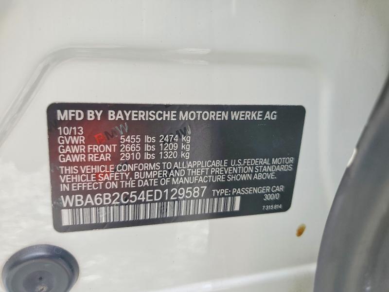 WBA6B2C54ED129587 2014 BMW 650 photo no. 12