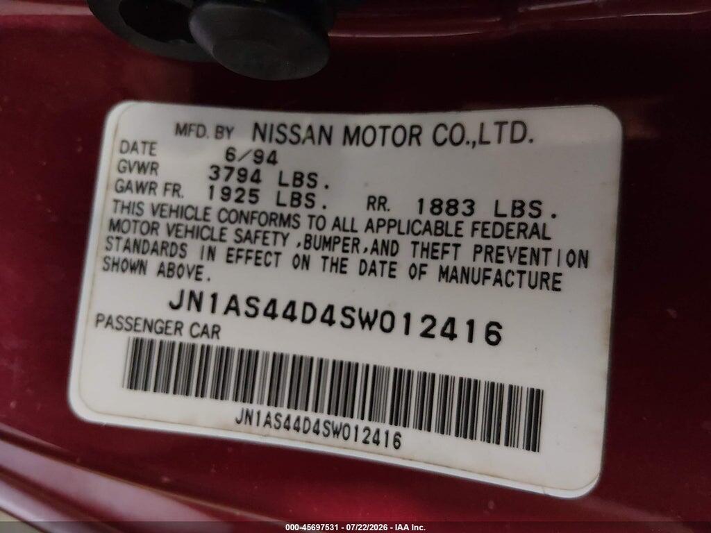 JN1AS44D4SW012416 1995 NISSAN 240SX photo no. 9