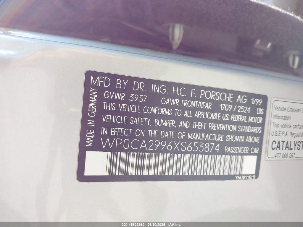 WP0CA2996XS653874 1999 PORSCHE 911 photo no. 9