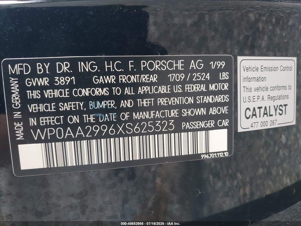 WP0AA2996XS625323 1999 PORSCHE 911 photo no. 9