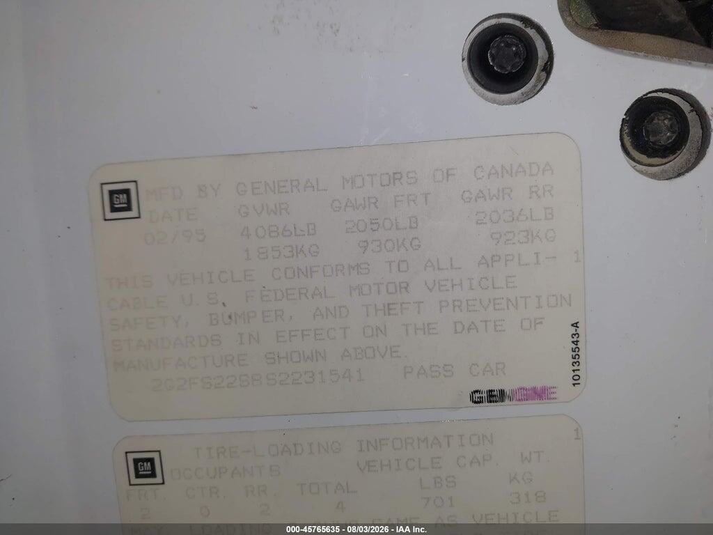 2G2FS22S8S2231541 1995 PONTIAC FIREBIRD photo no. 9