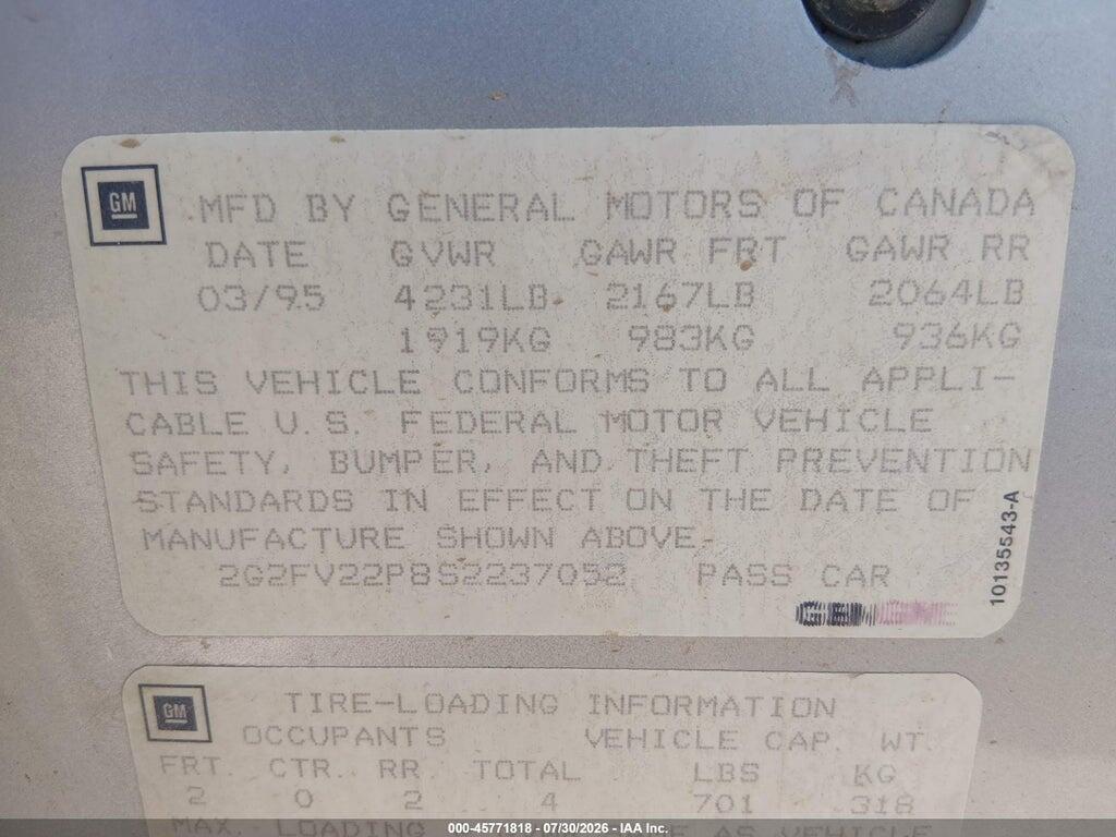 2G2FV22P8S2237052 1995 PONTIAC FIREBIRD photo no. 9