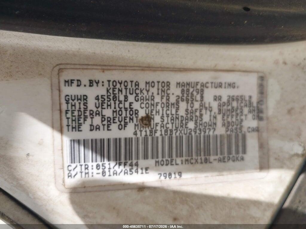 4T1BF18B7XU293977 1999 TOYOTA AVALON photo no. 9