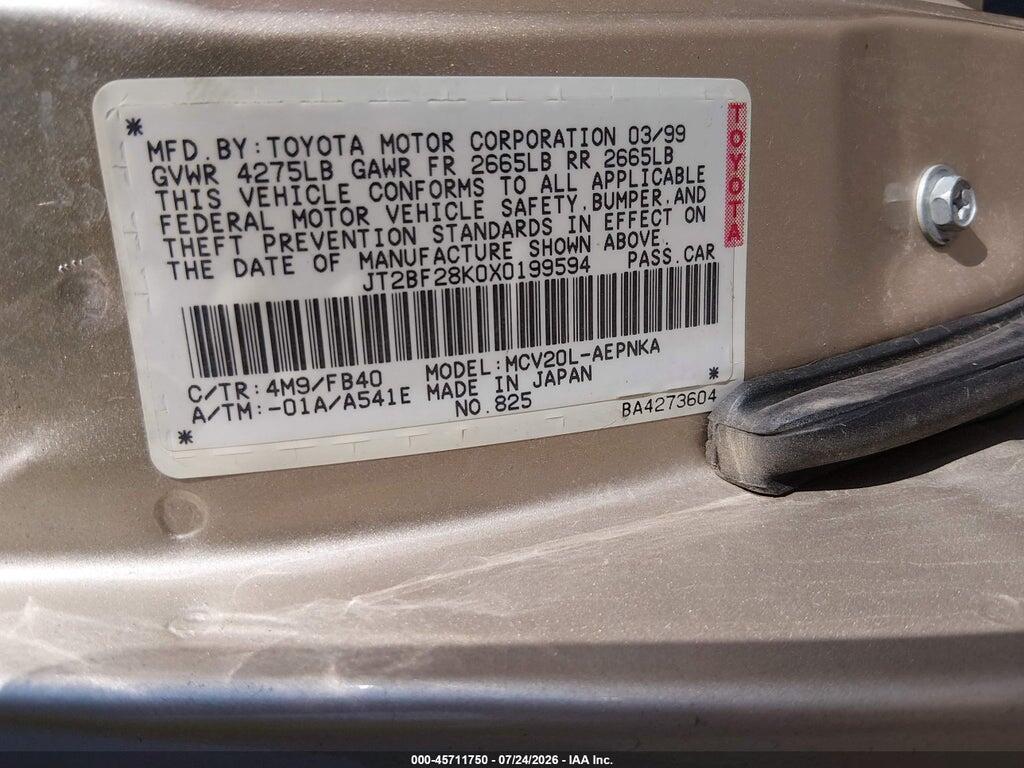 JT2BF28K0X0199594 1999 TOYOTA CAMRY photo no. 9