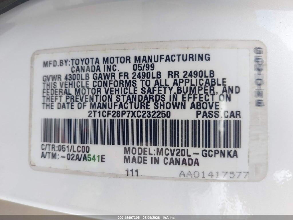 2T1CF28P7XC232250 1999 TOYOTA CAMRY SOLARA photo no. 9