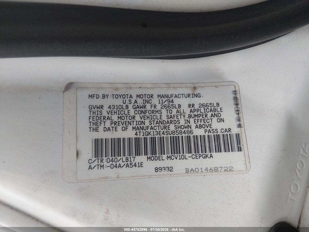 4T1GK13E4SU858486 1995 TOYOTA CAMRY photo no. 9