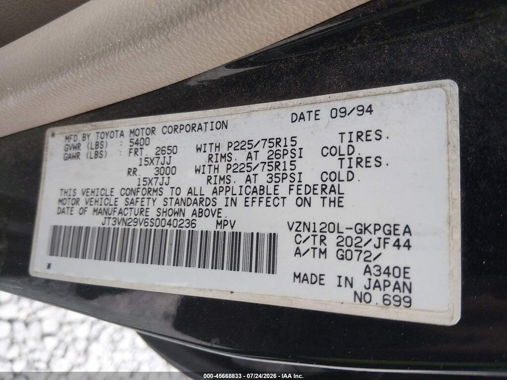 JT3VN29V6S0040236 1995 TOYOTA 4RUNNER photo no. 9