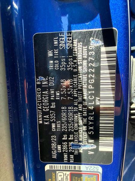 5XYRL4LC1PG222739 2023 KIA SORENTO photo no. 10