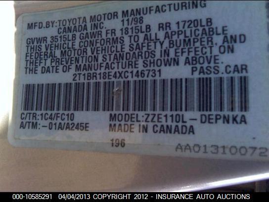 2T1BR18E4XC146731 1999 TOYOTA COROLLA (U.S. photo no. 9
