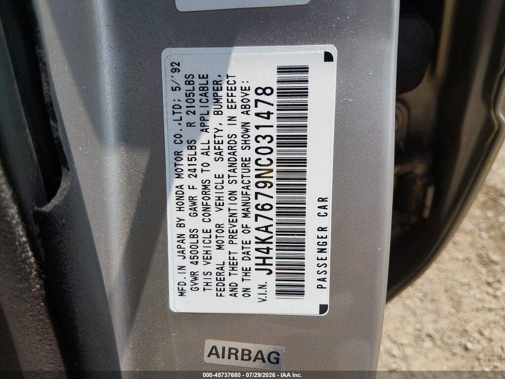 JHRKA7676NC031478 1992 ACURA LEGEND photo no. 9