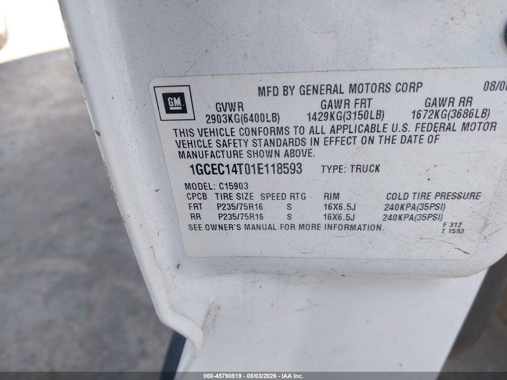 1GCEC14T01E118593 2001 CHEVROLET SILVERADO 1500 photo no. 9