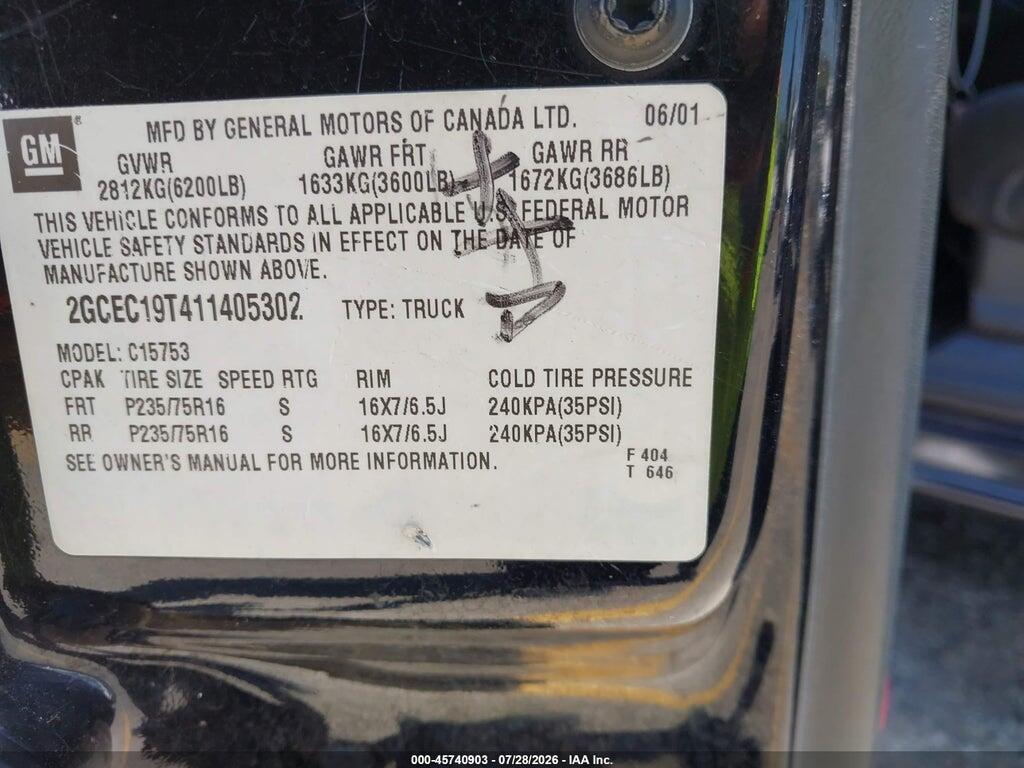 2GCEC19T411405302 2001 CHEVROLET SILVERADO 1500 photo no. 9
