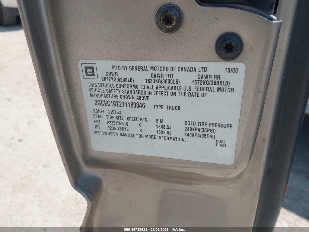 2GCEC19T211180846 2001 CHEVROLET SILVERADO 1500 photo no. 9