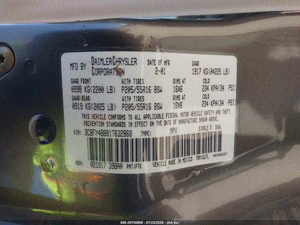 3C8FY4BB81T632868 2001 CHRYSLER PT CRUISER photo no. 9