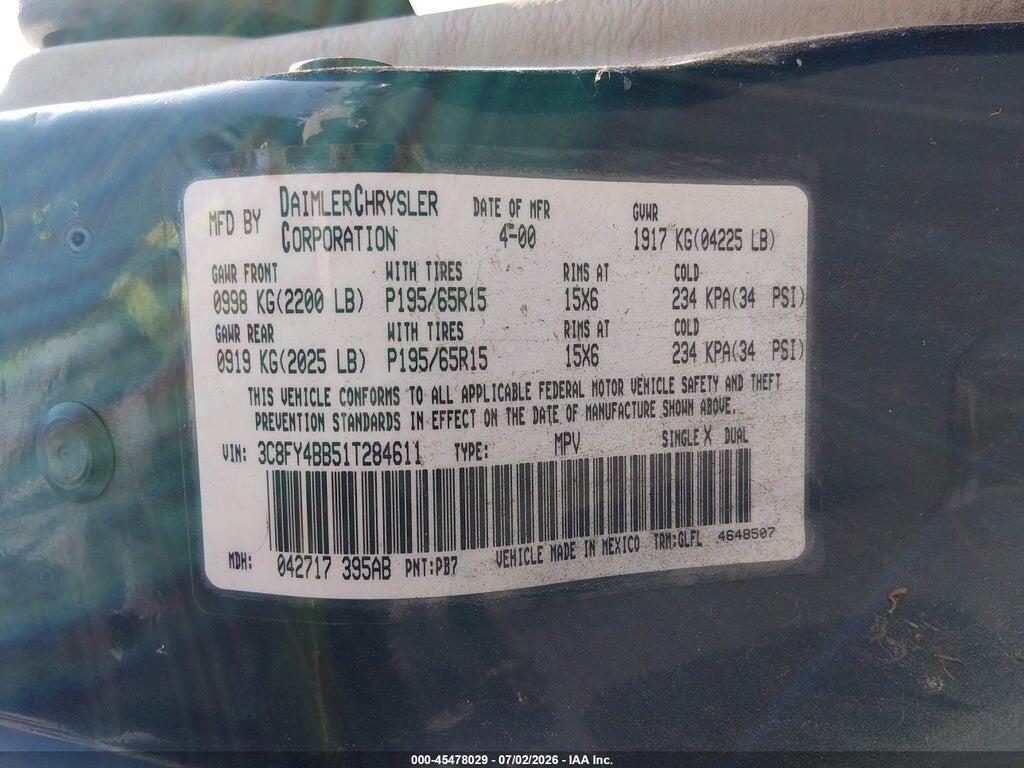3C8FY4BB51T284611 2001 CHRYSLER PT CRUISER photo no. 9