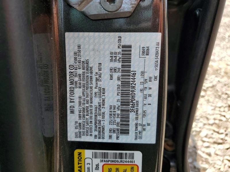 3FA6P0HD9JR244461 2018 FORD FUSION photo no. 12