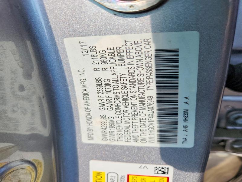 1HGCV1F4XJA076949 2018 HONDA ACCORD photo no. 12