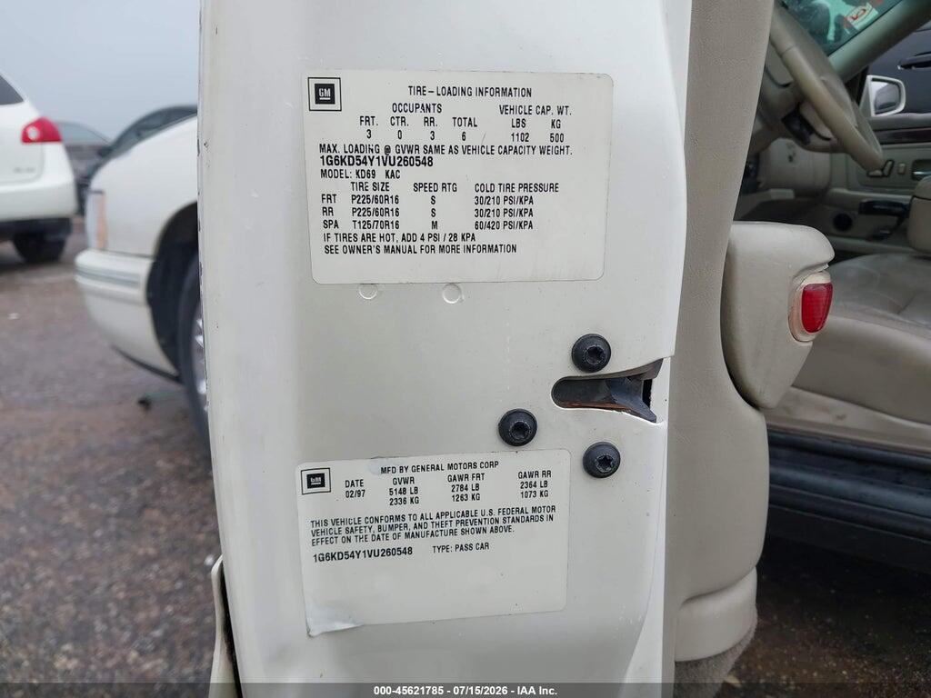 1G6KD54Y1VU260548 1997 CADILLAC DEVILLE photo no. 9