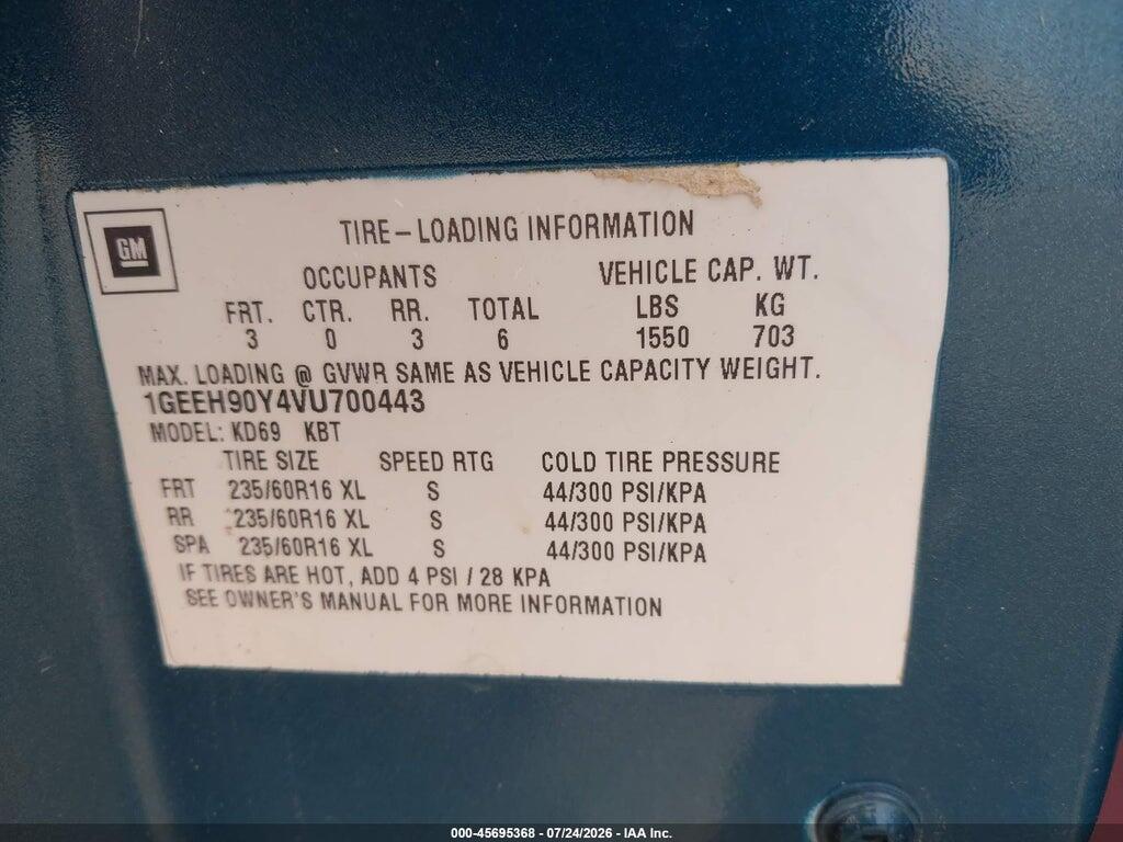 1GEEH90Y4VU700443 1997 CADILLAC DEVILLE PROFESSIONAL photo no. 9