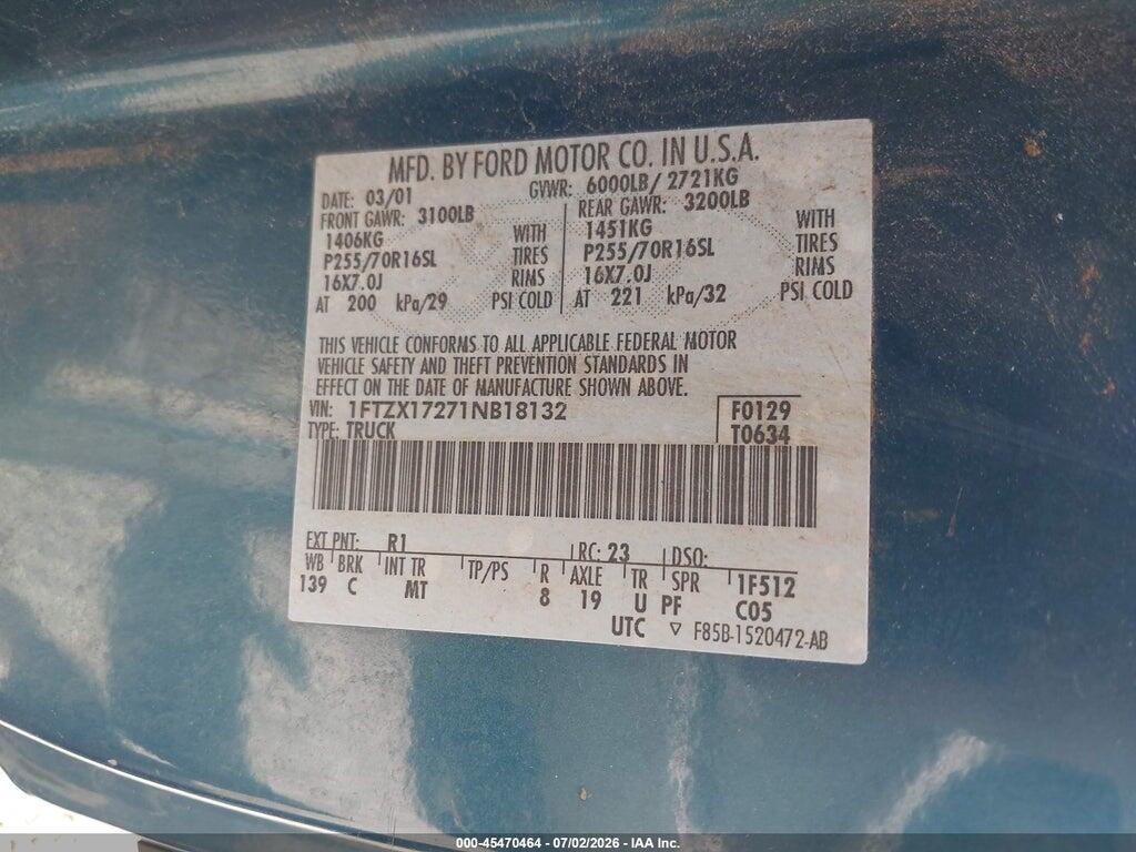 1FTZX17271NB18132 2001 FORD F-150 photo no. 9