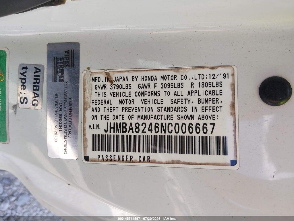 JHMBA8246NC006667 1992 HONDA PRELUDE photo no. 9