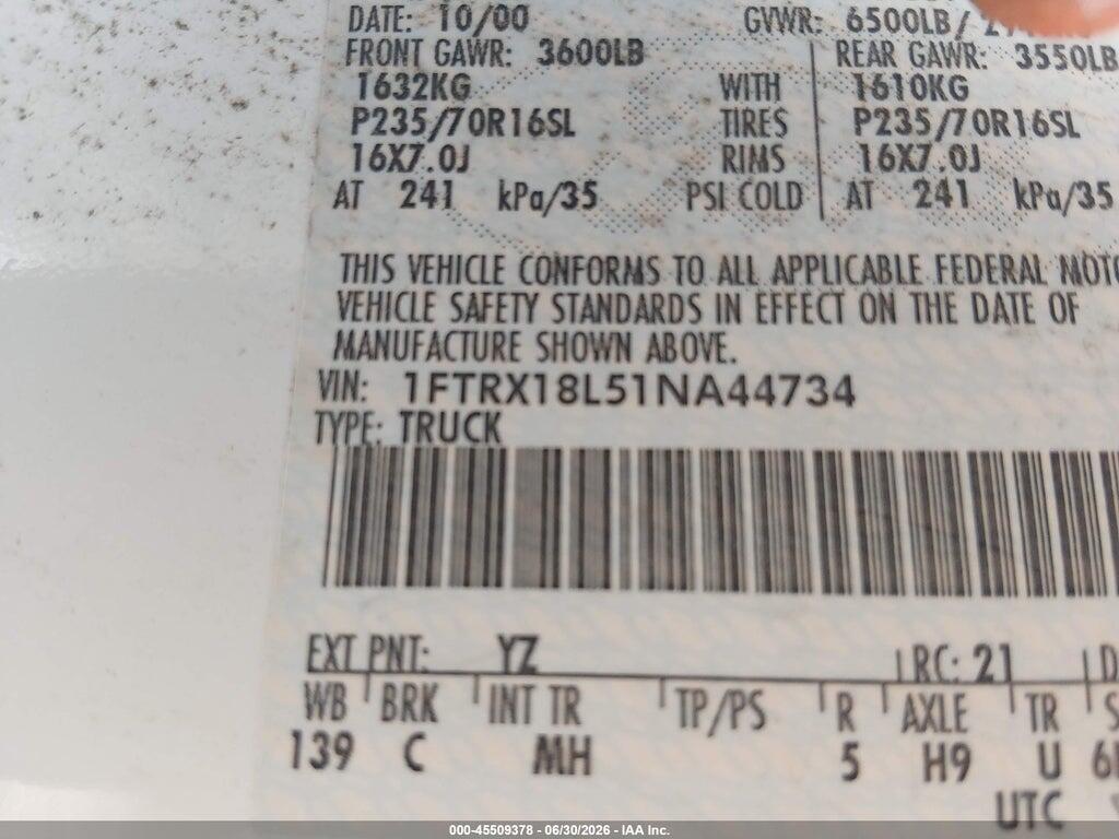 1FTRX18L51NA44734 2001 FORD F-150 photo no. 9