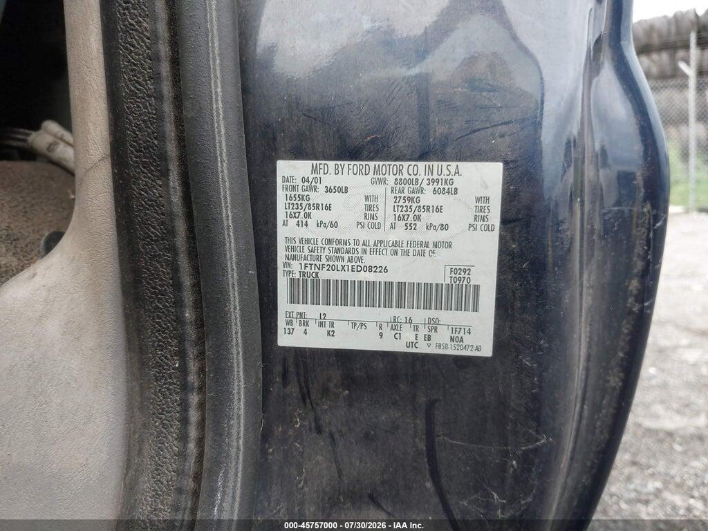 1FTNF20LX1ED08226 2001 FORD F-250 photo no. 9