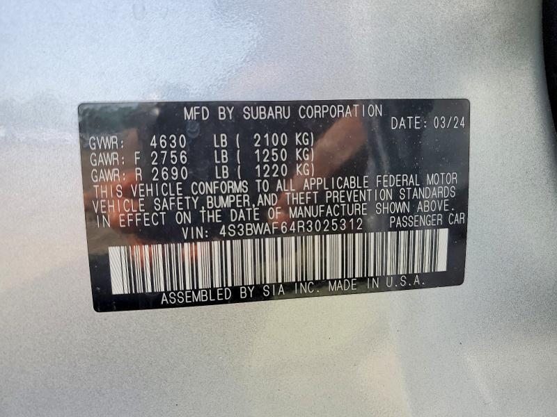 4S3BWAF64R3025312 2024 SUBARU LEGACY photo no. 12