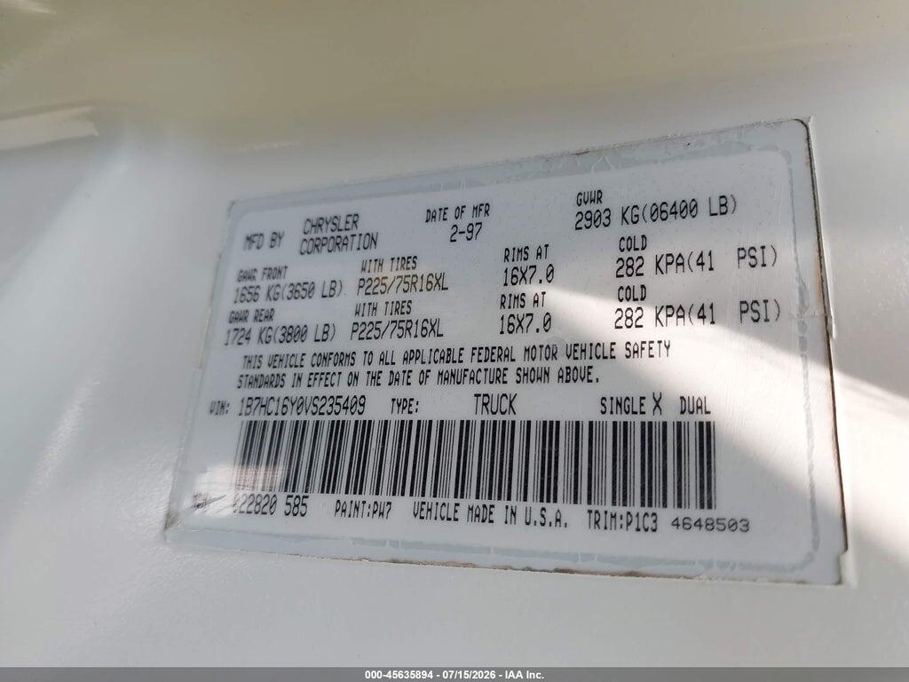 1B7HC16Y0VS235409 1997 DODGE RAM 1500 photo no. 9