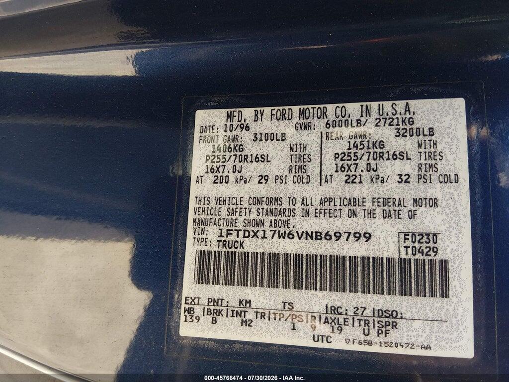 1FTDX17W6VNB69799 1997 FORD F-150 STANDARD photo no. 9