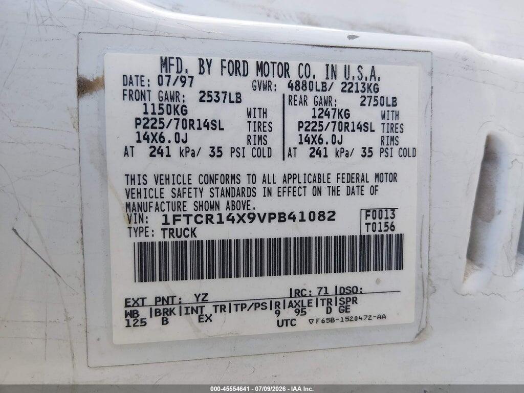1FTCR14X9VPB41082 1997 FORD RANGER photo no. 9