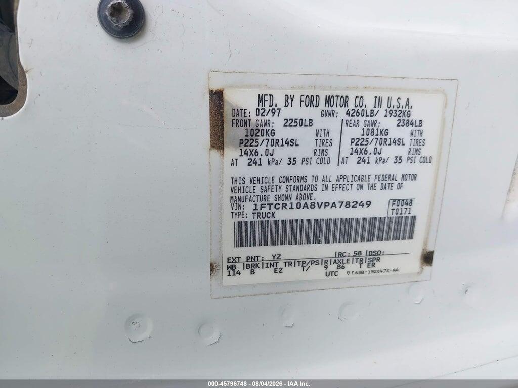 1FTCR10A8VPA78249 1997 FORD RANGER photo no. 9
