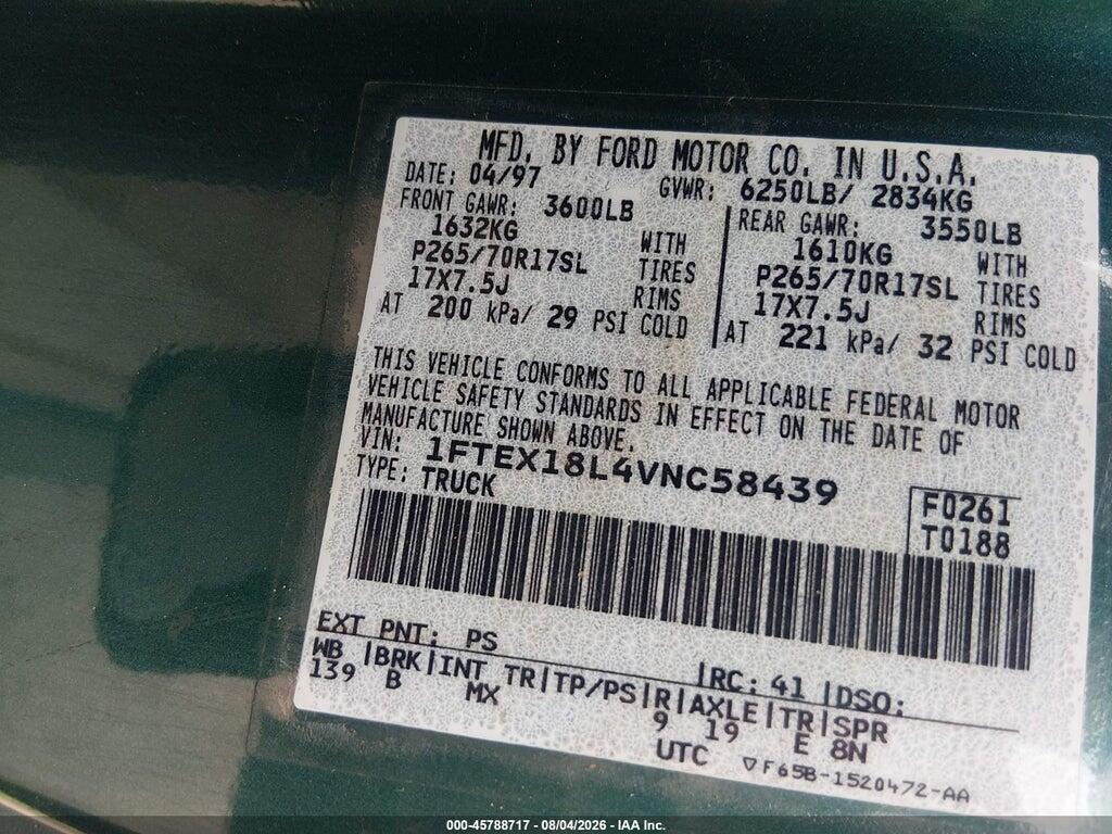 1FTEX18L4VNC58439 1997 FORD F-150 photo no. 9