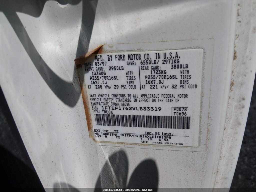1FTEF1762VLB33319 1997 FORD F150 photo no. 9