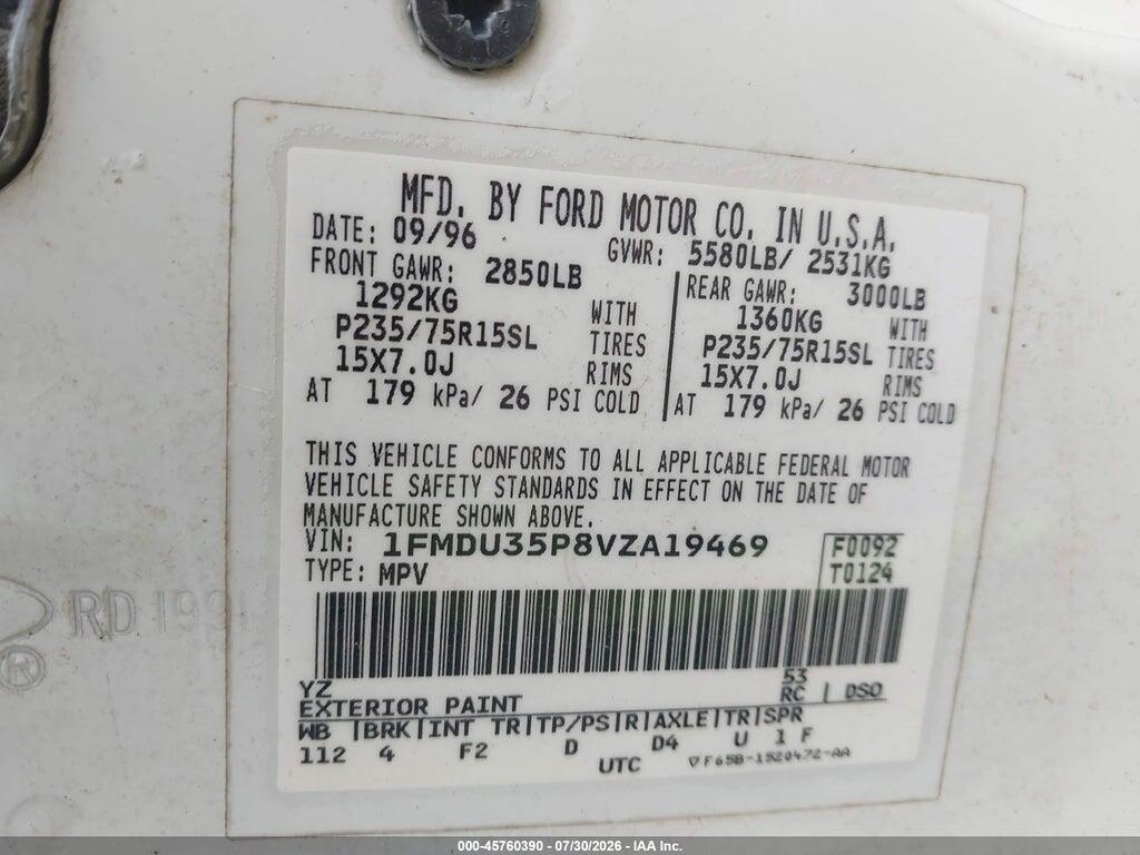 1FMDU35P8VZA19469 1997 FORD EXPLORER photo no. 9